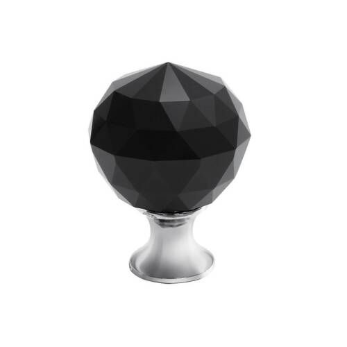Buton cristal negru crom 20mm