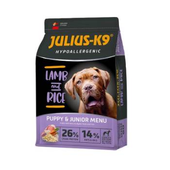 Hrana uscata pentru catei Julius K9 Puppy & Junior Hypoal miel si orez, 12kg